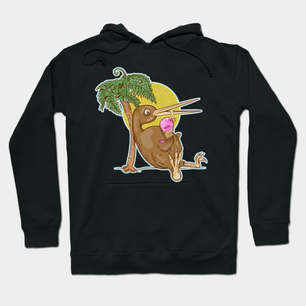 Kiwi Bird eating an ice cream Hoodie by mailboxdisco